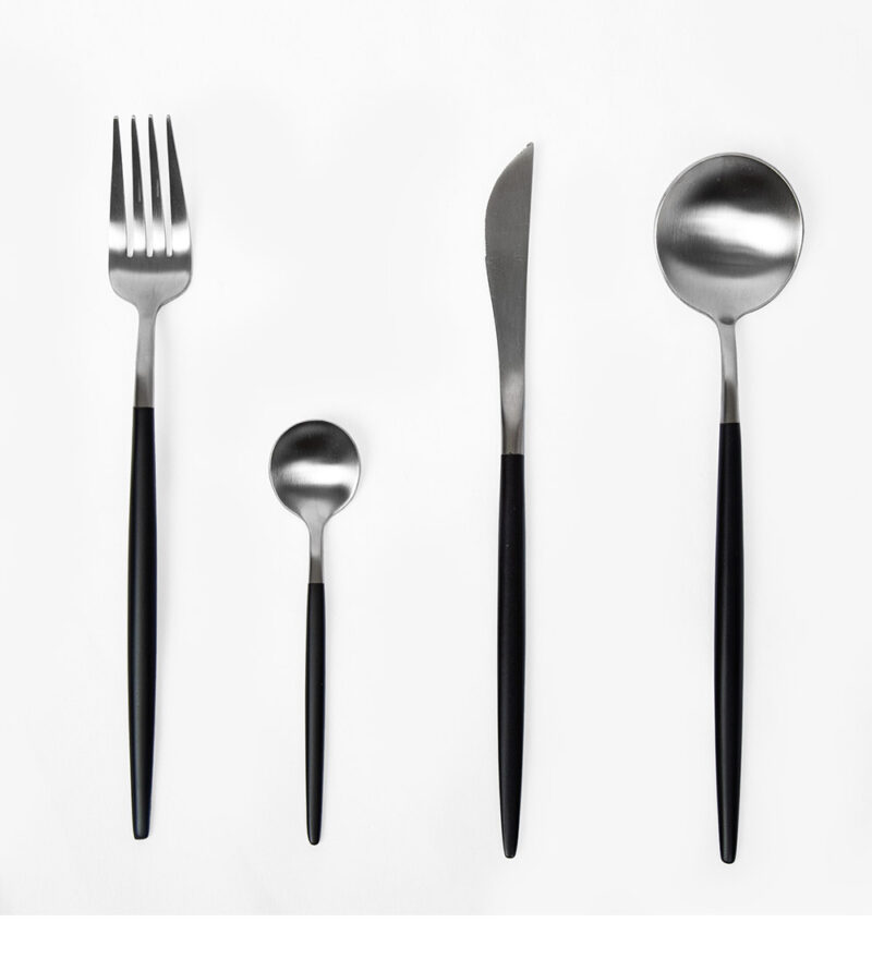 Cutlery-set-Silver-with-black-party-rental-products-lux-and-lavish-luxandlavish-event-rentals-miami