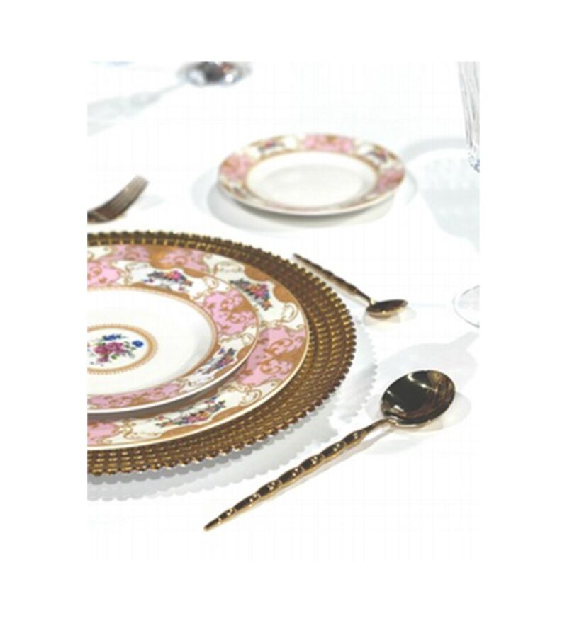 Diner Set Flowers pink and gold party-rental-products-lux-and-lavish-luxandlavish-event-rentals-miami