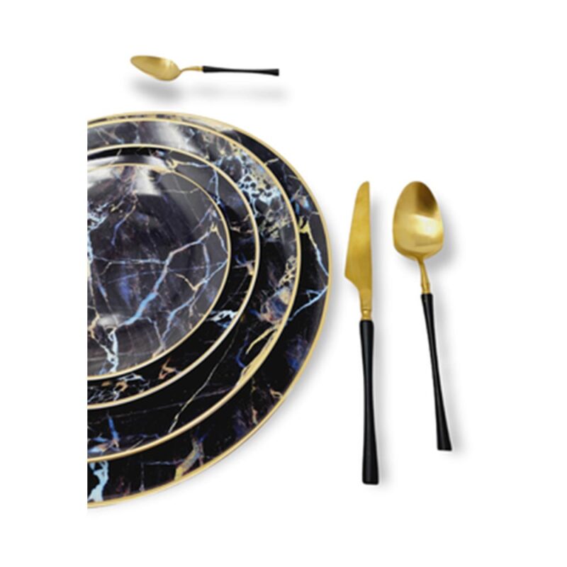 Diner Set Galaxy color black marble party-rental-products-lux-and-lavish-luxandlavish-event-rentals-miami